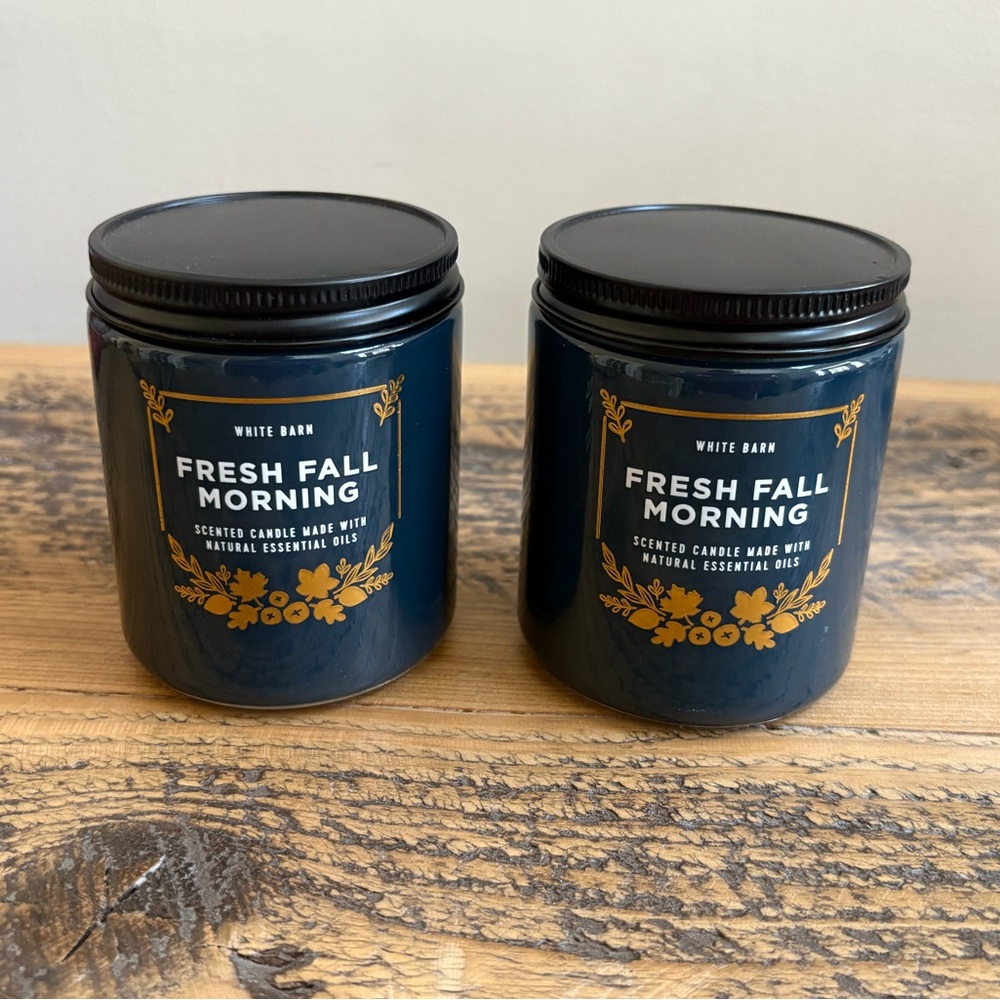 Bath and Bodyworks Fresh Fall Morning Single Wick Candles Set of 2 -NIB